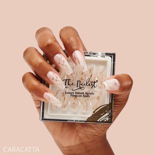 Instant Luxury Acrylic Press-On Nails- Caracatta - Medium Coffin