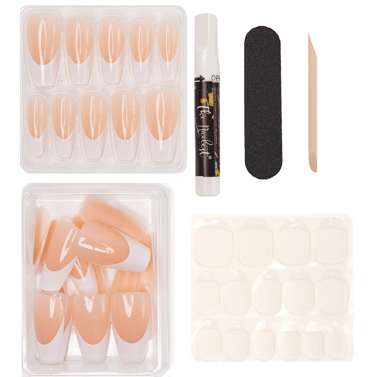 Instant Luxury Acrylic Press-On Nails - Timeless French - Medium Coffin