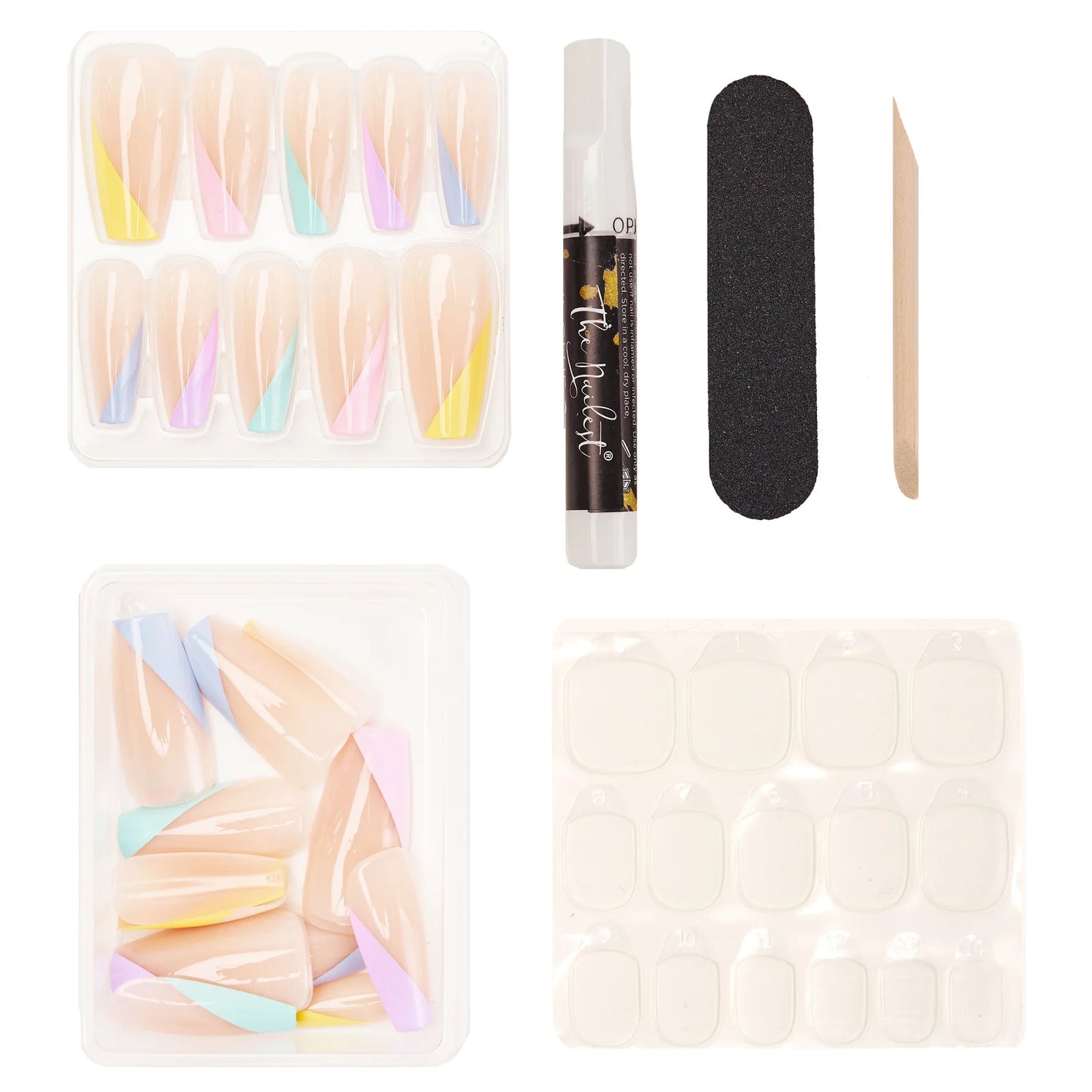 Instant Luxury Acrylic Press-On Nails- Pastel Glory- Medium Coffin