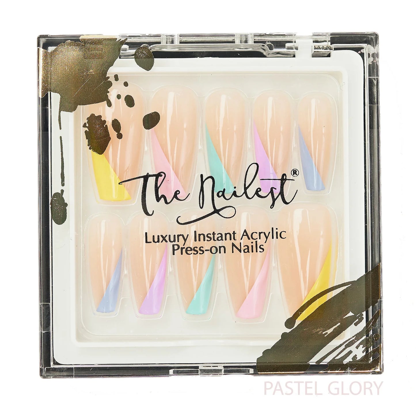 Instant Luxury Acrylic Press-On Nails- Pastel Glory- Medium Coffin