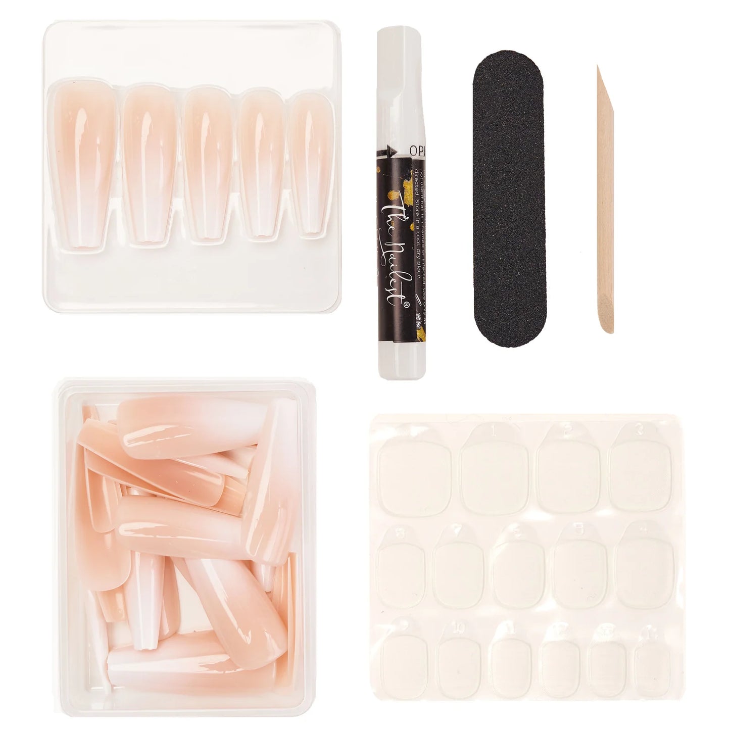 Instant Luxury Acrylic Press-On Nails - Baby Boomer - C-Curve Long Coffin