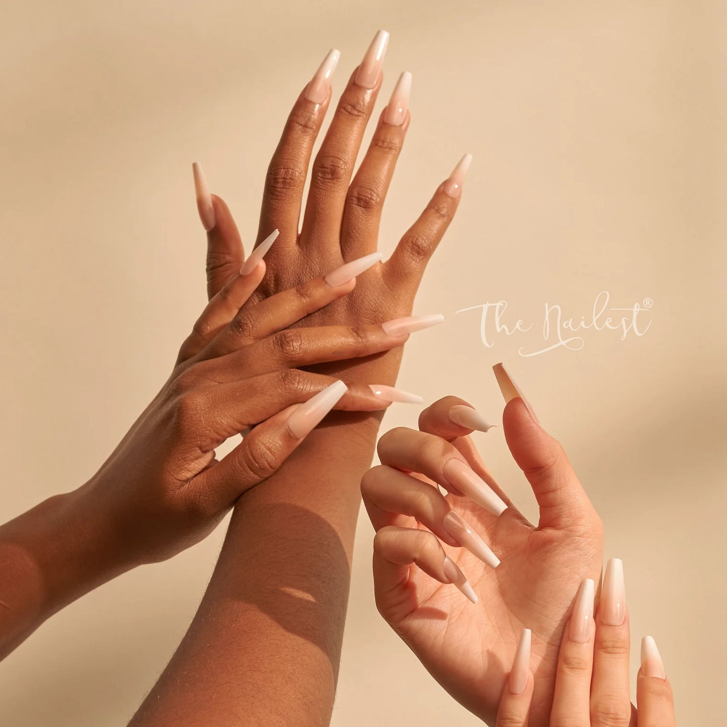 Instant Luxury Acrylic Press-On Nails - Baby Boomer - C-Curve Long Coffin