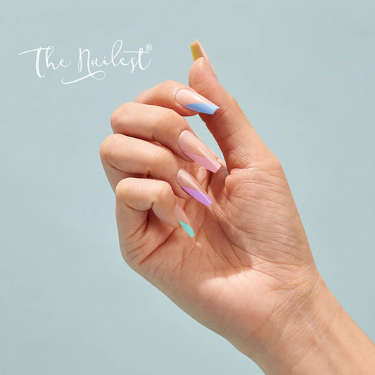 Instant Luxury Acrylic Press-On Nails- Pastel Glory- Medium Coffin