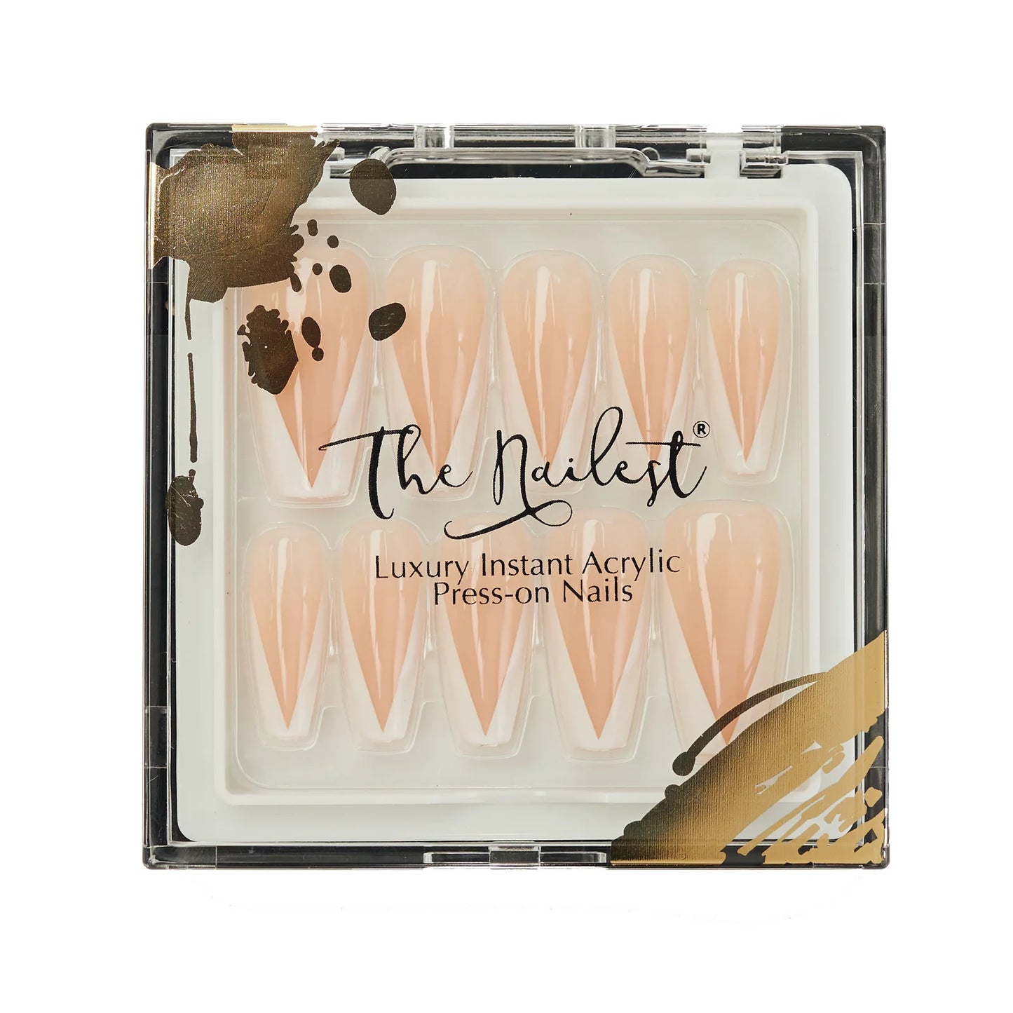 Instant Luxury Acrylic Press-On Nails - V-Line - Medium Coffin